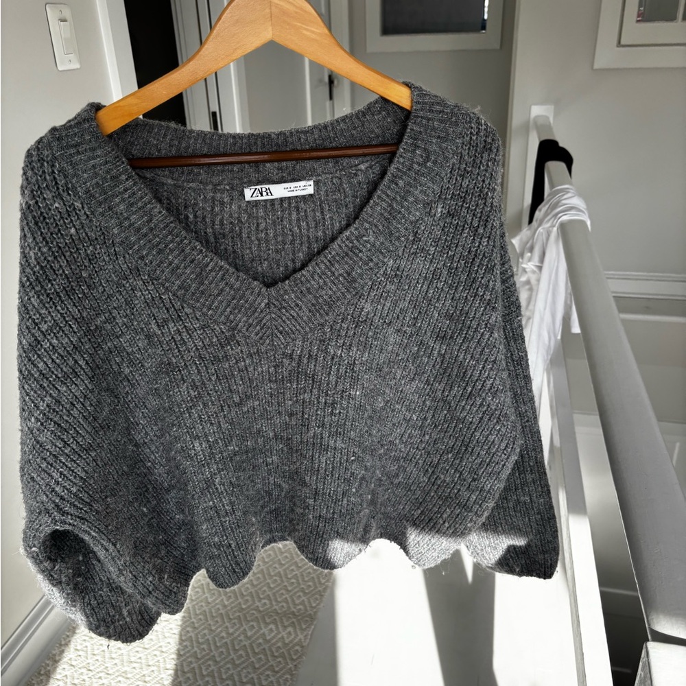 Zara Charcoal V-Neck Women's Sweater